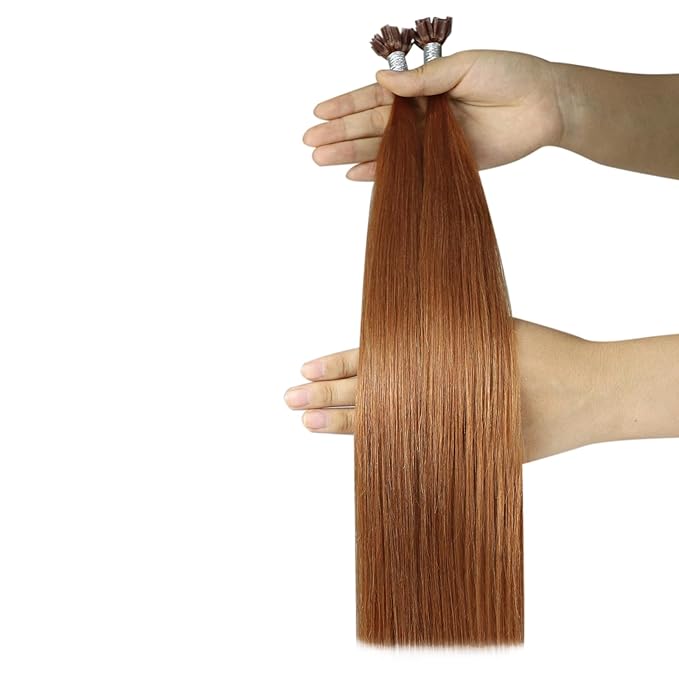 YoungSee U Tip Hair Extensions Copper UTip Hair Extensions Human Hair Copper 16In U Tip Keratin Hair Extension Colored Pre Bonded Hair Extension Utip For DIY 50s/25G