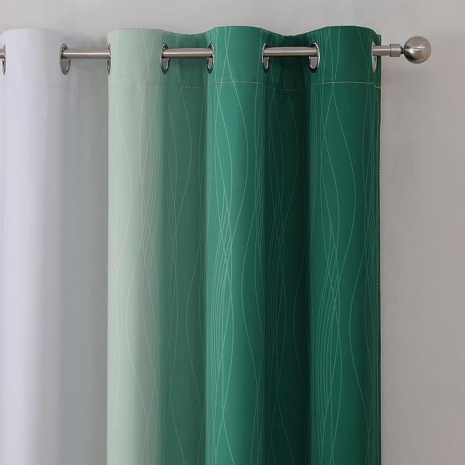 Green and Greyish White Gradient Blackout Curtains - Image 4