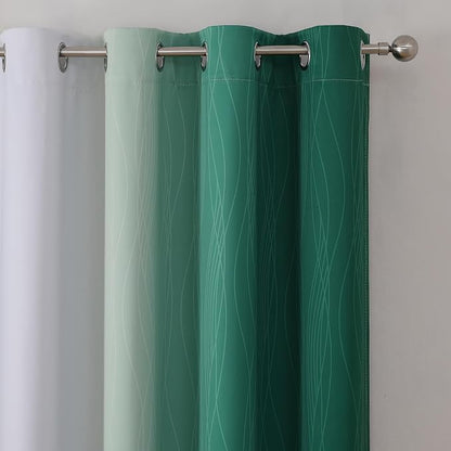 Green and Greyish White Blackout Curtains - Image 4
