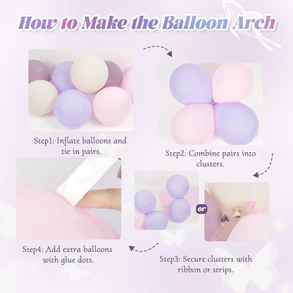 128pcs Pink Purple Butterfly Balloon Arch - Image 3