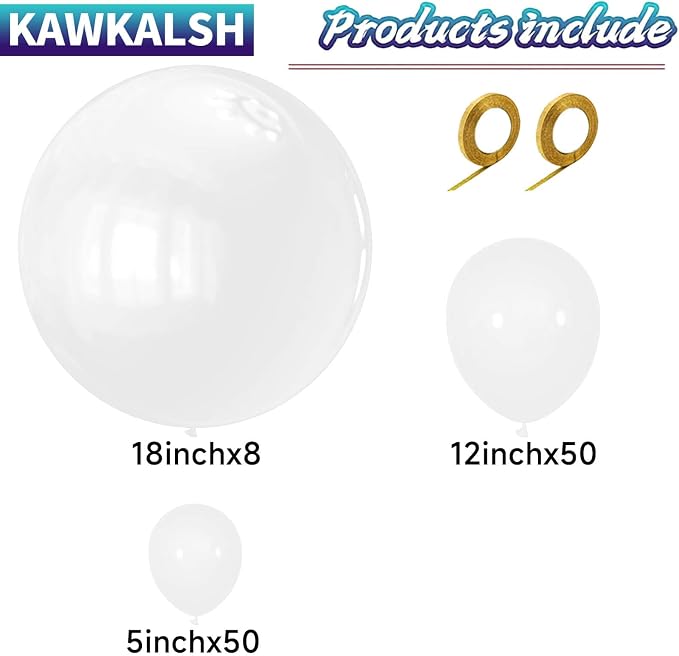 White Balloon Arch Kit 111Pcs 18 12 5 Inch Latex Party Balloons Garland - Image 2