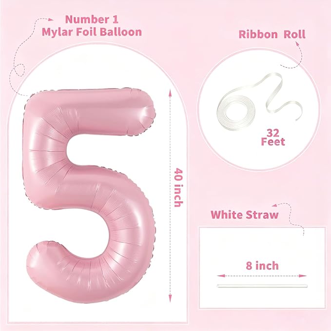 Number Balloons Pink Party Balloon - Image 2