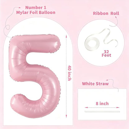 Number Balloons Pink Party Balloon - Image 2