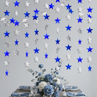 Blue Silver Shining Star Hanging Garland Blue Silver Hanging Sparkling Star - Image 6