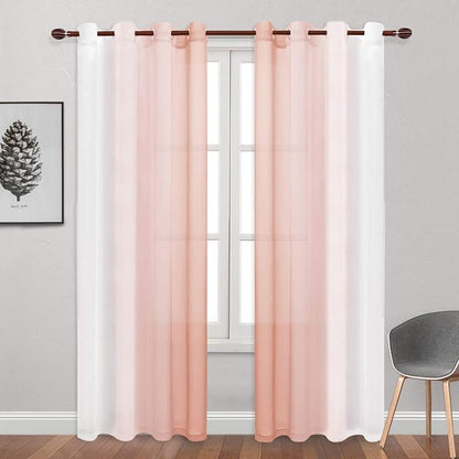 DWCN Ombre Faux Linen Sheer Curtains - Image 2