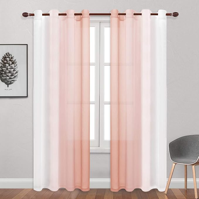 DWCN Faux Linen Ombre Sheer Curtains - Image 2