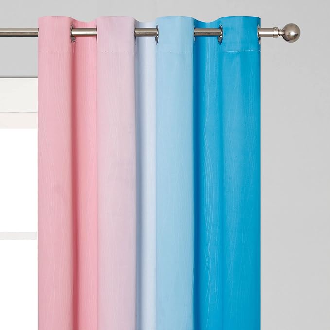 Ombre Pink and Blue Blackout Curtains 72 Inch Length 2 Panels, Full Light - Image 4