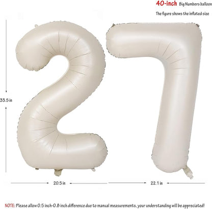 40 In Cream white Number Balloons Helium Foil Mylar Balloon Digital 27 | - Image 2