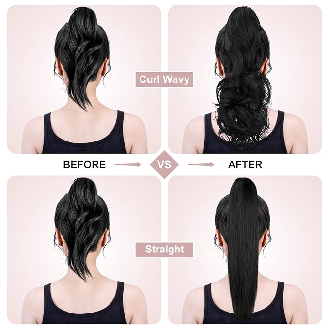 Claw Clip Ponytail Extension 18" Clip in Wavy Ponytail Hair Extensions Long Pony Tails for Women Extensions Platinum Blonde Wave Hairpiece