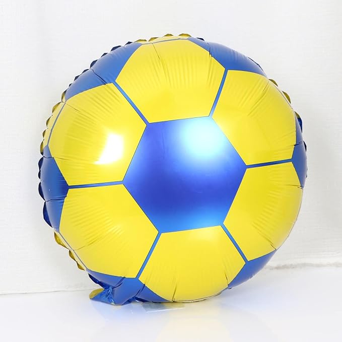 10 Pack 18 Inch Yellow Soccer Foil Balloons Football Helium Metallic Mylar - Image 3
