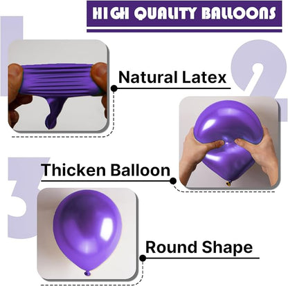 PartyWoo Metallic Purple Balloons 140pcs Chrome Purple Color | 18 12 10 5 Inch - Image 7