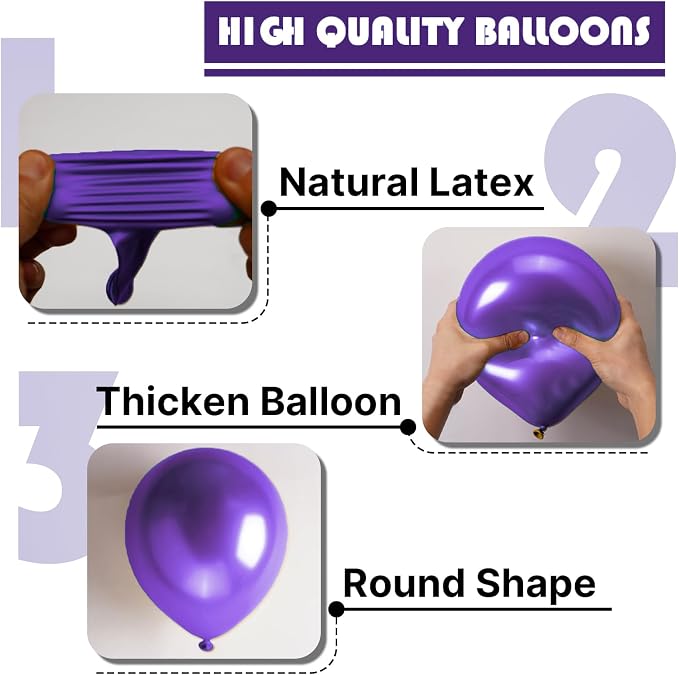 PartyWoo Metallic Purple Balloons 85pcs Chrome Purple Color 18 12 10 5 Inch | - Image 7