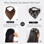 6 Pack Hair Scarf Headband for Women Elastic Bandana Head Scarf Large Boho Triangle Kerchief with Clips Non Slip Scarves