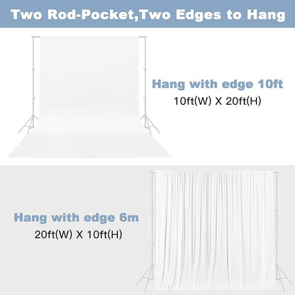 10X20ft White Photo Backdrops for Photography, LCUIRC Two Rod Pocket Backdrops - Image 3