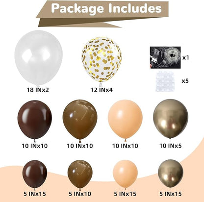HILAVO Brown Balloon Arch Kit 18 in Clear Balloons Shades of Brown Cream Dark - Image 2