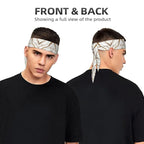 Men Women Fashion Sports Sweat Band Hair Accessories for Sports Workout Shower, Long Multifunction Gold White Marble Art Head Ribbon Headwear