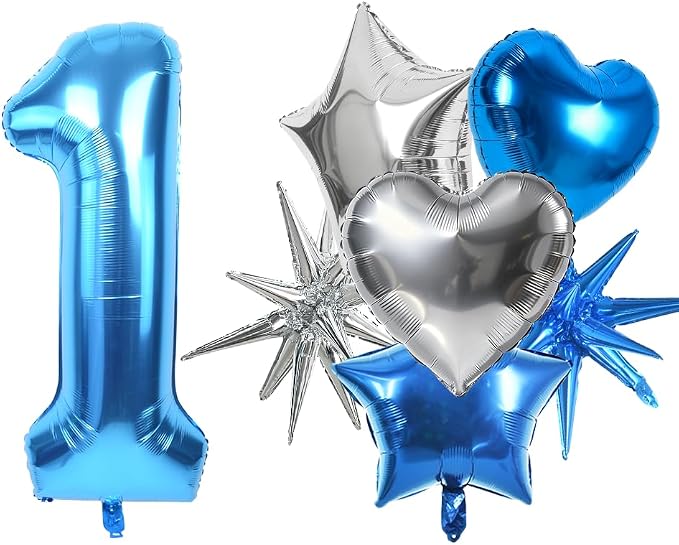 TONIFUL 1st Birthday Balloons Kit 40 Inch Blue Large Number 1 Foil Balloon | by TONIFUL