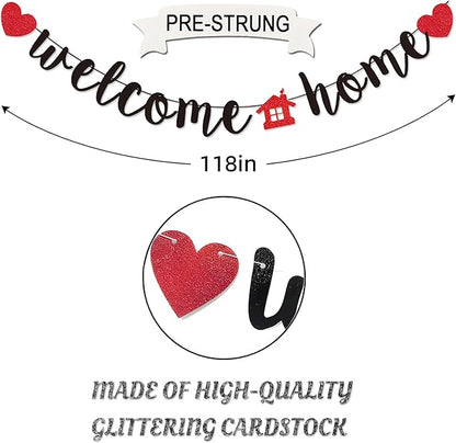 Pre-Strung Black Welcome Home Banner, 8 ft Strand | Fully Assembled and Ready - Image 3