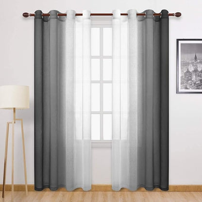 DWCN Black Ombre Faux Linen Sheer Curtains by DWCN