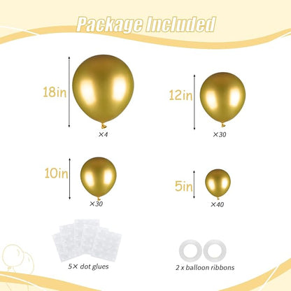 104pcs Metallic Gold Balloon Garland Arch Kit 18/12/10/5 Inch | Chrome Gold - Image 2