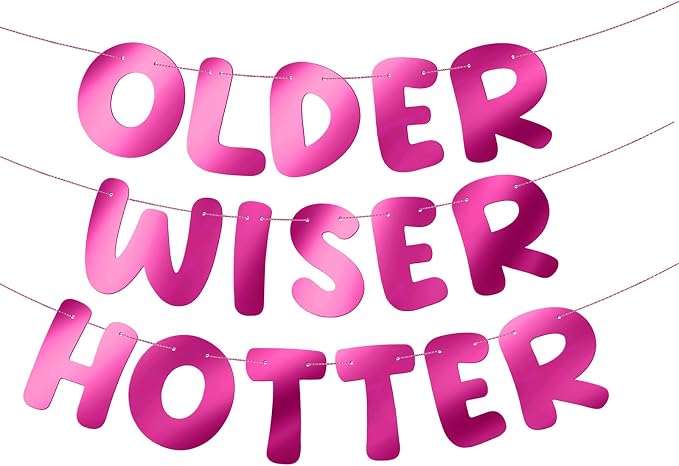 Fulmoon Set of 3 Pre Strung Older Wiser Hotter Glitter Banner Funny Birthday by Fulmoon