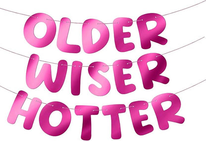 Fulmoon Set of 3 Pre Strung Older Wiser Hotter Glitter Banner Funny Birthday by Fulmoon