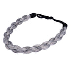 DIGUAN Chubby Narrow Synthetic Hair Braided Headband Classic Chunky Plaited Braids Elastic Stretch Hairpiece Women Girl Beauty accessory, 58g (Dark Gray)