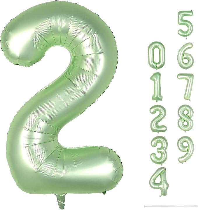 40" Balloon Number 2 Sage Green, Large Foil Number Balloons Set 0-9, Olive - Image 8