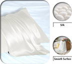Mulberry Silk Pillow Cases for Hair and Skin King Size Silk Pillowcase with Zipper Soft Breathable Smooth Cooling Satin Silk Pillow Covers for Sleeping (Ivory,20"X 36",1Pcs)