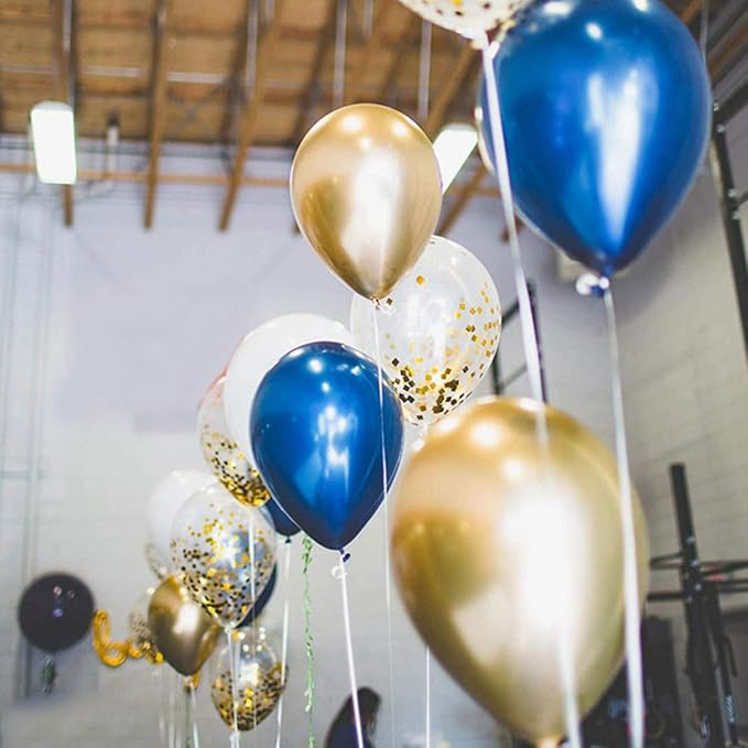 68 Pack Navy Blue Rose Gold Confetti Latex Balloons, 12 inch Birthday Balloons - Image 9