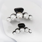 Mehayi 4 PCS Large Black Pearl Hair Claw Clips for Women Girls, Hair Barrette Clamps for Thick Thin Hair, Fashion Hair Accessories Headwear Styling Tools for Party Wedding