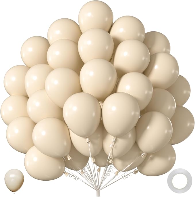 40pcs White Sand Balloons 12 Inch, Matte Neutral Cream Beige Latex Balloons | by ZizasAry