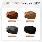 Headbands for Women Non Slip Wide 4 Pack - Stretchy Soft Workout Headbands, Yoga Hair Bands for Women, Thick Comfortable Head Wraps and Turban Style Headband