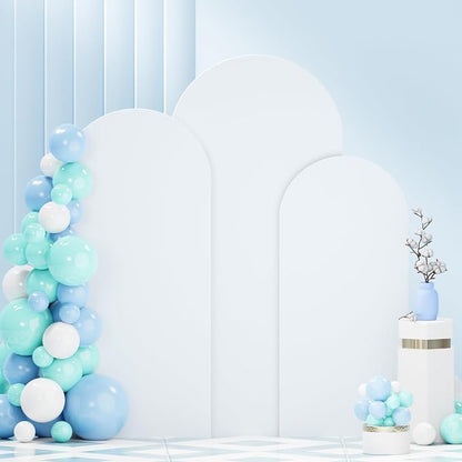 FANPROMS White Arch Cover Set of 3 Wedding Arch Backdrop Covers 4 5 6 FT Round - Image 5