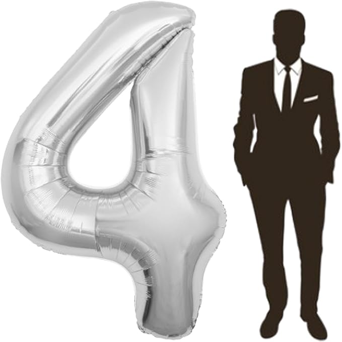 65 Inch Giant Silver Foil Number Balloon, Old Children's Birthday Party Helium by Yimenbloon
