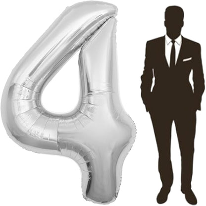 65 Inch Giant Silver Foil Number Balloon, Old Children's Birthday Party Helium by Yimenbloon