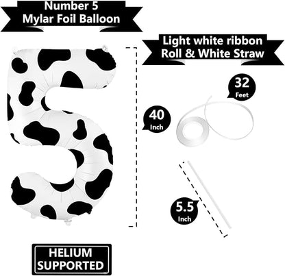 40 Inch Cow Print Balloon, Number 5 balloons Cow Balloons - Image 3