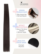 DOORES Injected Human Hair Extensions Tape in Invisi Edge, Dark Brown 10pcs Injection Tape-ins 25g 18 Inch, Invisible Injected Tape in Extensions Natural Virgin Hair Thick Ends