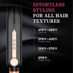 SKIMI Airflow Styler, Titanium Flat Iron Hair Straightener, Professional Curling Iron with Cooling Air Vents to Lock in Style, 5 Temps & Dual Voltage, Auto Off (Black & Rose Champagne).