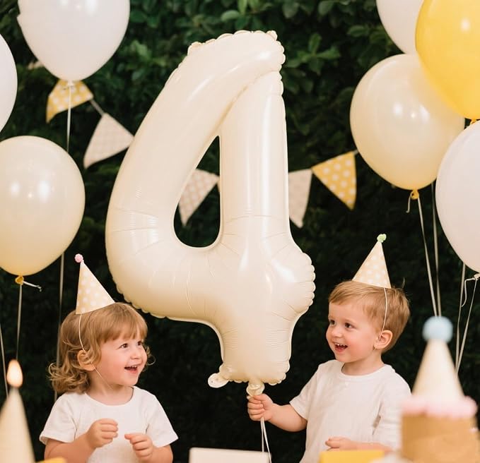 4 Balloon 40 inch Cream Number Balloons - Image 3