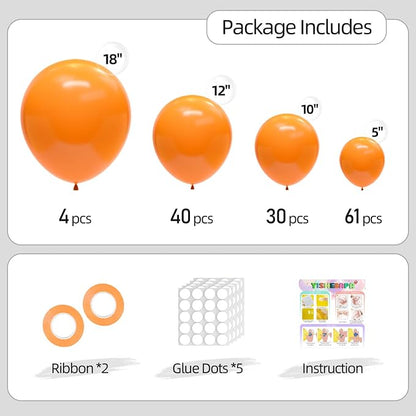 135pcs Orange Balloons Garland Kit Different Sizes of 18 12 10 5 Inch Orange - Image 2