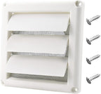 Funmit 4" Dryer Vent Cover for Exterior Wall Vent Hood Outlet Airflow Dryer Air Vent with Screen Includes 4 Screw for Easy Installation (White)