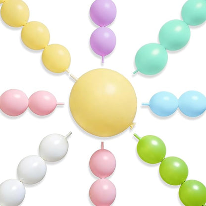 PartyWoo Pastel Linking Balloons 100pcs 12 Inch Rainbow Link Balloons | by PartyWoo