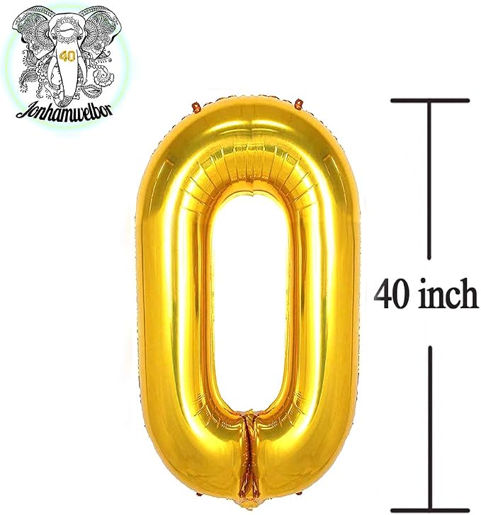 Jonhamwelbor 40 Number Balloons Gold Big Foil Mylar Giant Jumbo 40 Balloons - Image 3
