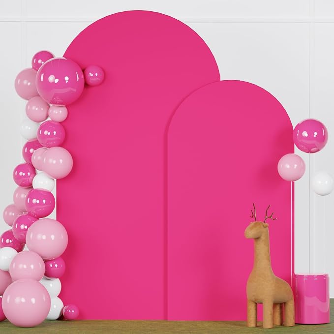 FANPROMS Set of 2 Wedding Arch Cover 6FT 7.2FT Hot Pink Arched Backdrop Cover - Image 6