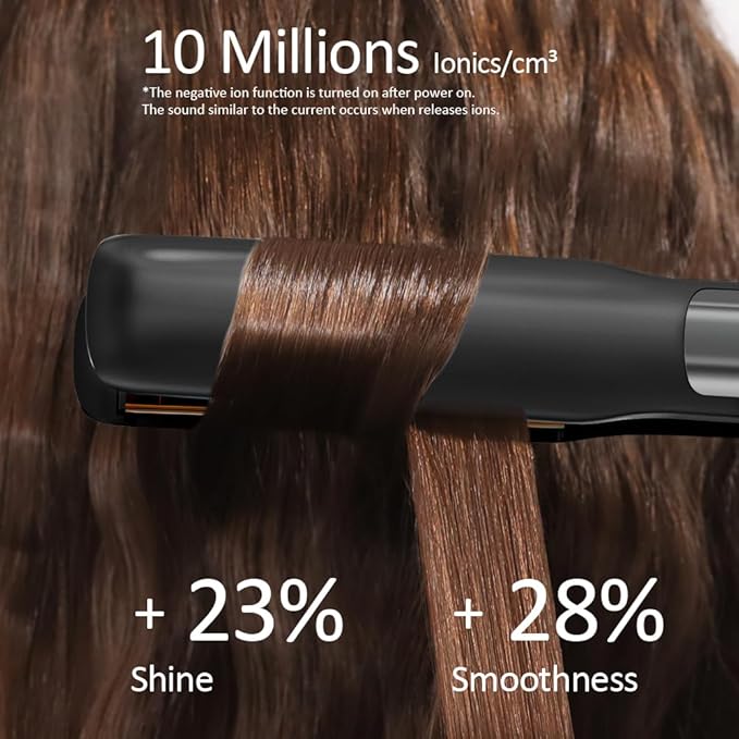 Faszin Professional Hair Straightener, 1.18 inch Ionic Titanium Plate, 20S Fast Heat Up Flat Iron with Clear LED Display, 2 in 1 Straightener and Curler Styling Tool for Straighten Hair (Black)