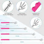 4 Pcs Different Style Back Scratcher Metal Portable Telescoping Tool, Extendable Back Massager Back Scratcher with a Box, Great Gifts for Men Women Stocking Stuffers (Pink)