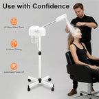 Professional Facial Steamer, 750W White Skin Care Equipment w/Wheels & LCD Panel, PTC Heating, 600ml Large Capacity Face Steamer Machine, Adjustable Height Hot Mist Steamer for Beauty Salon