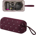 Large Quilted Hair Tools Travel Bag with Bow Pattern,Waterproof Hair Styling Accessories Storage Case for Shark FlexStyle, Dyson Airwrap Hair Dryer, Curling Iron, Revlon Hair Tools(Wine Red)