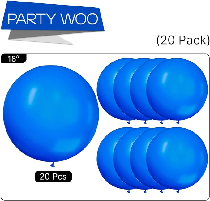 PartyWoo Royal Blue Balloons 20pcs Dark Blue Latex Helium Balloons 18 Inch | - Image 5